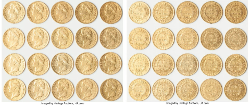 Napoleon 20-Piece Lot of Uncertified gold 20 Francs 1811-A, As pictured. Total A...