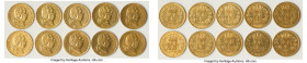 Louis XVIII 10-Piece Lot of Uncertified Assorted gold 40 Francs, As pictured. Total AGW 3.734 oz. HID09801242017 © 2024 Heritage Auctions | All Rights...