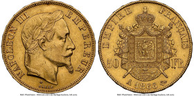 Napoleon III 8-Piece Lot of Certified Assorted gold 50 Francs NGC, 1) Napoleon III gold 50 Francs 1866-A AU58 NGC 2) Napoleon III gold 50 Francs 1866-...