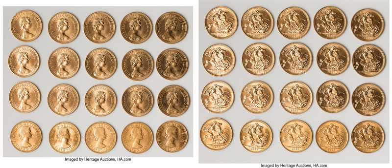 Elizabeth II 20-Piece Lot of Uncertified Assorted gold Sovereigns, As pictured. ...