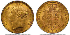 Victoria gold 1/2 Sovereign 1886-S MS62 PCGS, Sydney mint, KM5, S-3862E. An astonishing survivor of the Australian half Sovereign series, which sees m...