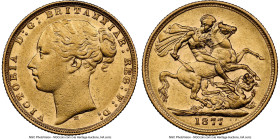 Victoria gold "St. George" Sovereign 1877-M AU55 NGC, Melbourne mint, KM7, S-3857. HID09801242017 © 2024 Heritage Auctions | All Rights Reserved