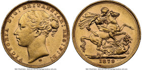 Victoria gold "St. George" Sovereign 1879-M AU58 NGC, Melbourne mint, KM7, S-3857. HID09801242017 © 2024 Heritage Auctions | All Rights Reserved