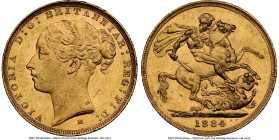 Victoria gold "St. George" Sovereign 1884-M MS63 NGC, Melbourne mint, KM7, S-3857B. HID09801242017 © 2024 Heritage Auctions | All Rights Reserved