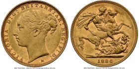 Victoria gold "St. George" Sovereign 1886-M AU55 NGC, Melbourne mint, KM7, S-3857C. HID09801242017 © 2024 Heritage Auctions | All Rights Reserved