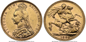 Victoria gold Sovereign 1890-M AU58 NGC, Melbourne mint, KM10, S-3867B. HID09801242017 © 2024 Heritage Auctions | All Rights Reserved