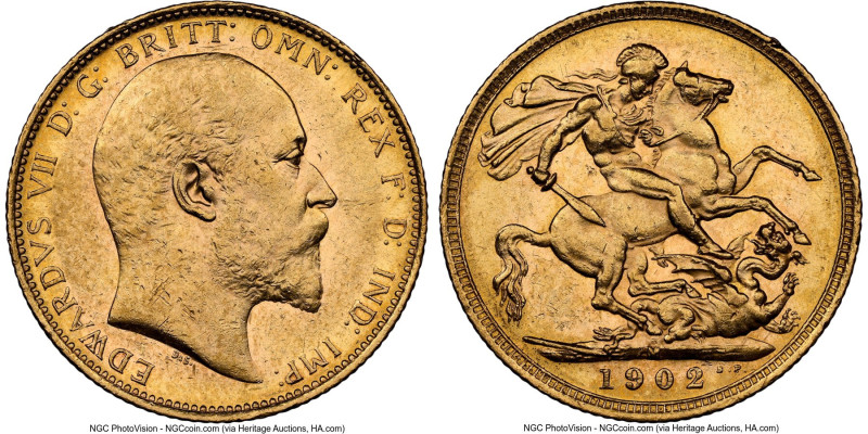 Edward VII gold Sovereign 1902-M AU58 NGC, Melbourne mint, KM15, S-3971. HID0980...