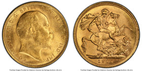 Edward VII gold Sovereign 1907-S MS64 PCGS, Sydney mint, KM15, S-3973. Conditionally scarce at this level and higher. HID09801242017 © 2024 Heritage A...