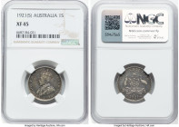 George V Shilling 1921-(S) XF45 NGC, Sydney mint, KM26. Sydney mint without mintmark. Star above date on reverse. An uncommon date at this level and h...
