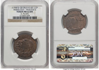 Middlesex. Pidcock's 1/2 Penny Token ND (1790s) MS62 Brown NGC, D&H-416B. Plain edge. PIDCOCK'S / EXHIBITION Elephant standing left // EXETER CHANGE S...