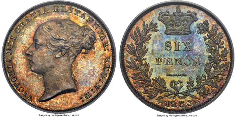 Victoria Proof 6 Pence 1853 PR65 PCGS, KM733.1, S-3908. An ever-covetable Proof ...