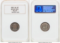 Victoria 6 Pence 1887 MS65 NGC, KM759, S-3928. Jubilee head, shield reverse. From The Marsden Collection HID09801242017 © 2024 Heritage Auctions | All...