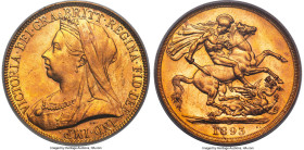 Victoria gold 2 Pounds 1893 MS64 PCGS, KM786, S-3873. A solid near-Gem with profound originality to surfaces that carry a rich marigold tone and oodle...