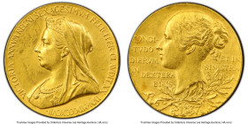 Victoria gold Matte Specimen "Diamond Jubilee" Medal 1897 SP61 PCGS, BHM-3506, Eimer-1817b. 26mm. 12.81gm. By G. W. de Saulles. Accompanied by origina...