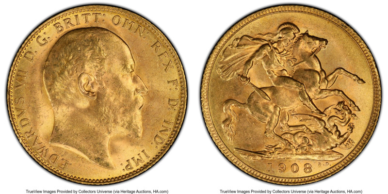 Edward VII gold Sovereign 1908 MS63 PCGS, KM805, S-3969. A Choice selection with...