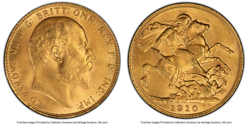 Edward VII gold Sovereign 1910 MS64 PCGS, KM805, S-3969. A lovely near-Gem examp...