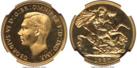 George VI gold Proof 2 Pounds 1937 PR65 S NGC, KM860, S-4075. Lovely pooling fields fully deserving the star designation for advanced eye-appeal. HID0...