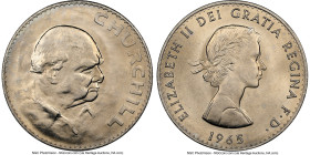 Elizabeth II Pair of Certified "Winston Churchill" Crowns 1965 MS65 NGC, KM910, S-4144. A well-struck, fully Gem pair boasting cartwheeling luster. HI...