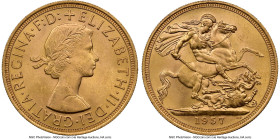 Elizabeth II gold Sovereign 1957 MS63 NGC, KM908, S-4124. HID09801242017 © 2024 Heritage Auctions | All Rights Reserved