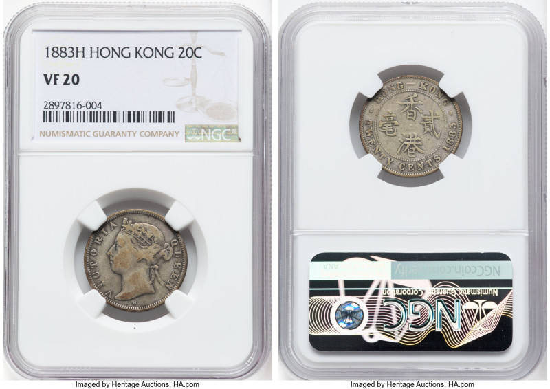 British Colony. Victoria 20 Cents 1883-H VF20 NGC, Heaton mint, KM7. HID09801242...