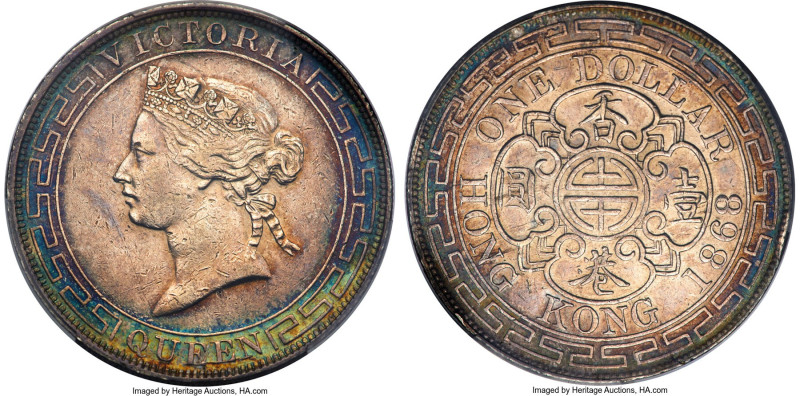 British Colony. Victoria Dollar 1868 AU50 PCGS, Hong Kong mint, KM10, Prid-3, Ma...