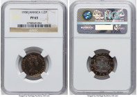 British Colony. Elizabeth II Proof 1/2 Penny 1958 PR63 NGC, KM36. A stunningly patinated example, featuring feisty magenta and orange hues across the ...