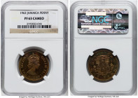 British Commonwealth. Elizabeth II Proof Penny 1963 PR63 Cameo NGC, KM37. An elegant example with multi-colored toning on the glossy fields. HID098012...