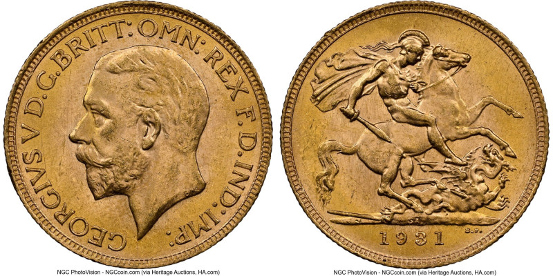 George V gold Sovereign 1931-SA MS63 NGC, Pretoria mint, KM-A22, S-4005. HID0980...