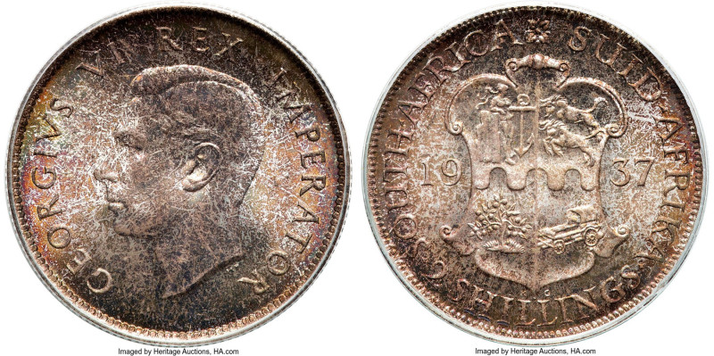 George VI 2 Shillings 1937 MS68 PCGS, Pretoria mint, KM29, Hern-S250. An unfatho...