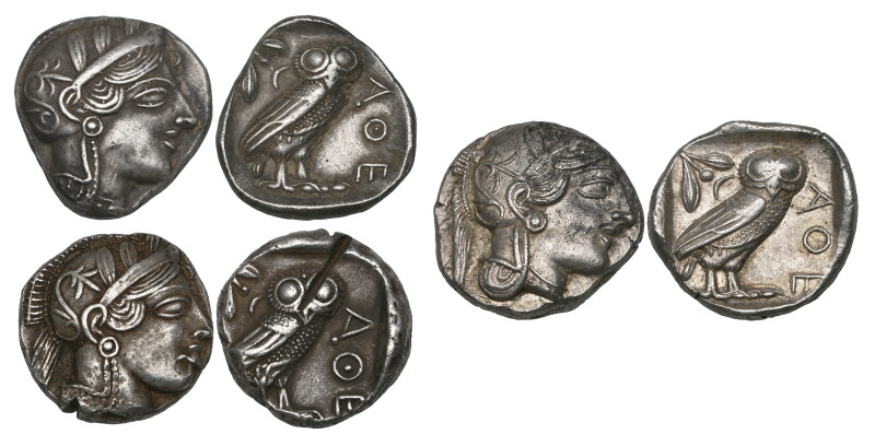 Attica, Athens, tetradrachms (3), c. 440-404 BC, helmeted head of Athena right, ...