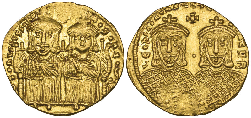 Leo IV the Khazar (775-780), solidus, Constantinople, seated figures of Leo IV a...