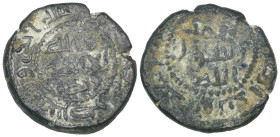 Umayyad, post-reform Ae fals, no mint but dated 91h, 3.64g (cf. Walker P.148 = Lavoix 1524 var.; SICA 2, -), very fine, very rare and possibly an unre...