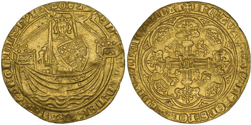 Edward III, Fourth Coinage, Treaty Series (1363-69), noble, Calais mint, with sa...