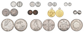George III, guinea, 1788, loop-mounted, fair; with silver coins (9), including crown, 1819 LIX, double florin, 1887, maundy 4d. and 3d., 1904, 2d. and...