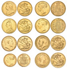 Victoria, young head, sovereigns (2), 1869 [die no. 5], 1871 shield [die no. 2]; with later sovereigns (5), 1892, 1900, 1902 M, 1913, 1964 and half-so...