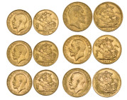 Edward VII – George V, sovereigns (3), 1906, 1914, 1916 and half-sovereigns (3), 1913 (2), 1915 P, very fine and better (6)

Estimate: 1400-1600
