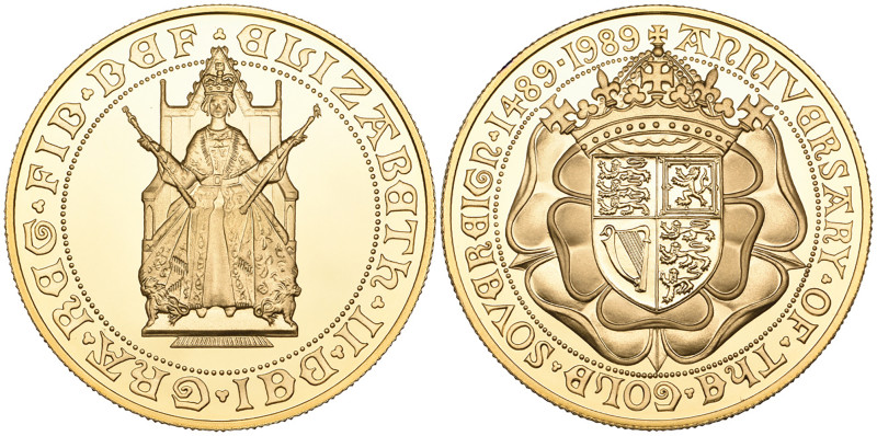 Elizabeth II, 500th Anniversary of the first Tudor sovereign issue, 1489-1989, p...