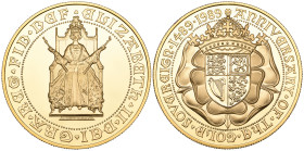 Elizabeth II, 500th Anniversary of the first Tudor sovereign issue, 1489-1989, proof five pounds (S. SE6), mint state, in capsule

Estimate: 2500-30...