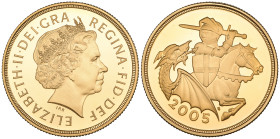 Elizabeth II, proof two pounds, 2005, rev., St George and Dragon, by Timothy Noad (S. SD6), mint state, in capsule

Estimate: 700-900