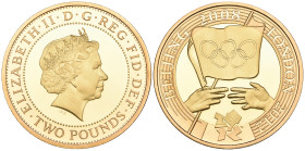 Elizabeth II, Olympic Games Series, Beijing to London Handover Ceremony 2008-2012, proof two pounds struck in tw0-colour gold (S. L031), mint state, i...