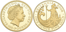 Elizabeth II, Britannia Series, proof £100, 2008, rev., Britannia standing before wave (S. BGF8), mint state, in capsule and case of issue

Estimate...