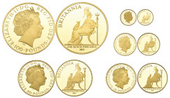 Elizabeth II, Britannia Series, proof set of 5 gold coins, 2013, comprising £100, £50, £25, £10 and £1, struck in .999 fine gold, rev., seated Britann...