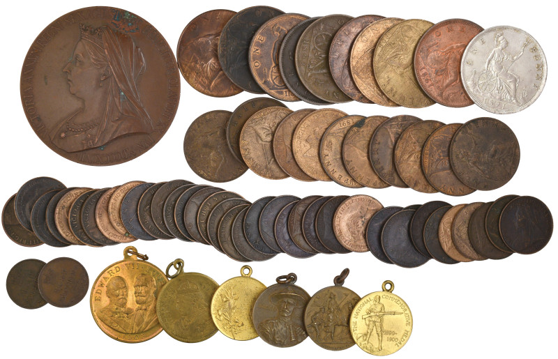 Victoria – George V, bronze coins (59), 1861-1928, comprising pennies (10), half...