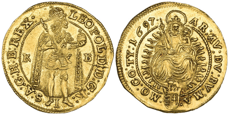 Hungary, Leopold I (1658-1705), ducat, 1697, Kremnitz, 3.49g (F. 128), from worn...