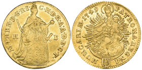 Hungary, Maria Theresa (1740-80), ducat, 1749, Kremnitz, 3.44g (F. 180; KM 329.2), lightly creased, very fine

Estimate: 350-450