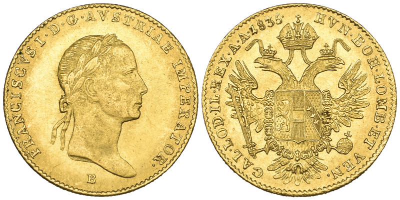 Hungary, Francis II (1806-35), ducat, 1835 B, Kremnitz, 3.48g (F. 218), extremel...