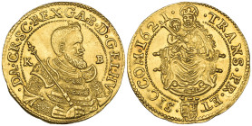 Transylvania, Gabriel Bethlen (1613-29), ducat, 1621, Kremnitz, armoured half-length bust right, sceptre over shoulder, rev., Madonna and Child, shiel...