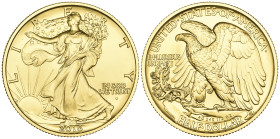 U.S.A., gold specimen Liberty Walking half dollar, 2016 W, commemorating the centenary of the first issue in 1916, .5 tr. oz., .999 fine, mint state, ...