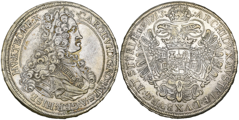 Austria, Charles VI (1711-40), thaler, 1713, Graz, laureate, armoured and draped...