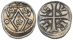 Flanders, Kortrijk, kleine denarius, circa 1253- 1300, 0.42g (Ghyssens 442; Gaillard 65 var.), about extremely fine and toned, rare thus 

Estimate:...